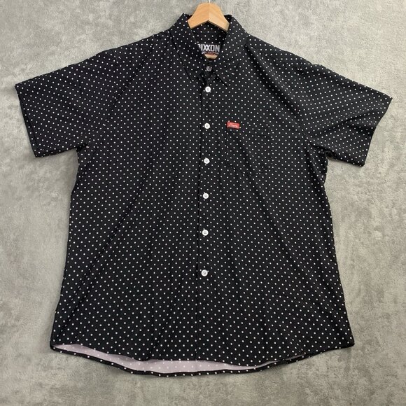 Dixxon Flannel Co The Milton Shirt Mens XL Short Sleeve Black White Polka Dot - Picture 1 of 8